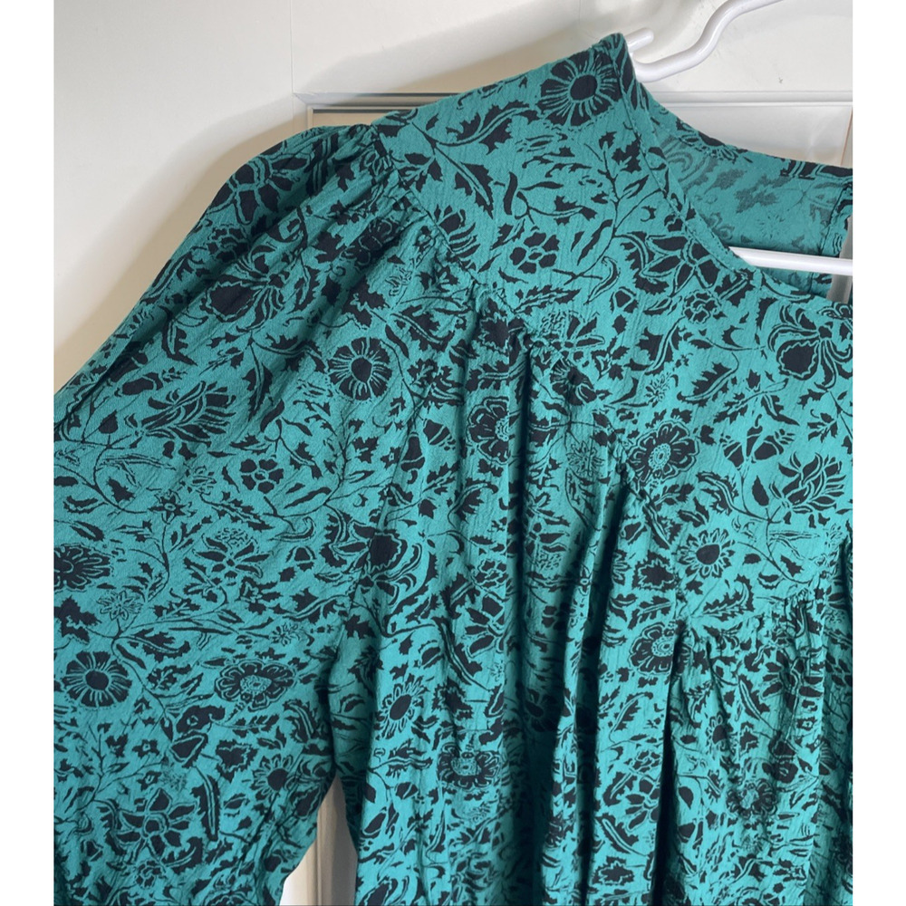 Knox Rose Women's Boho Dark Floral Blouse Sz XXL DK Green Long Sleeve Whimsigoth - Picture 6 of 15